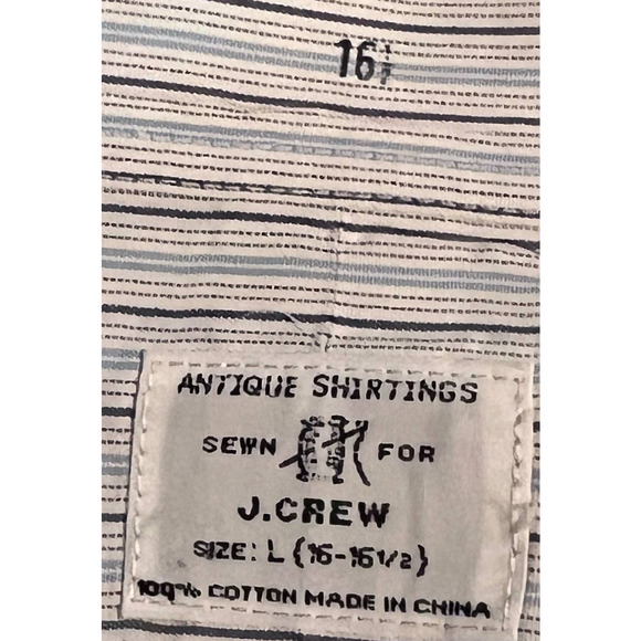 J. Crew Men's Shrunk Finish Antique Shirtings Sewn for J. Crew Size 16 1/2 - Picture 3 of 5